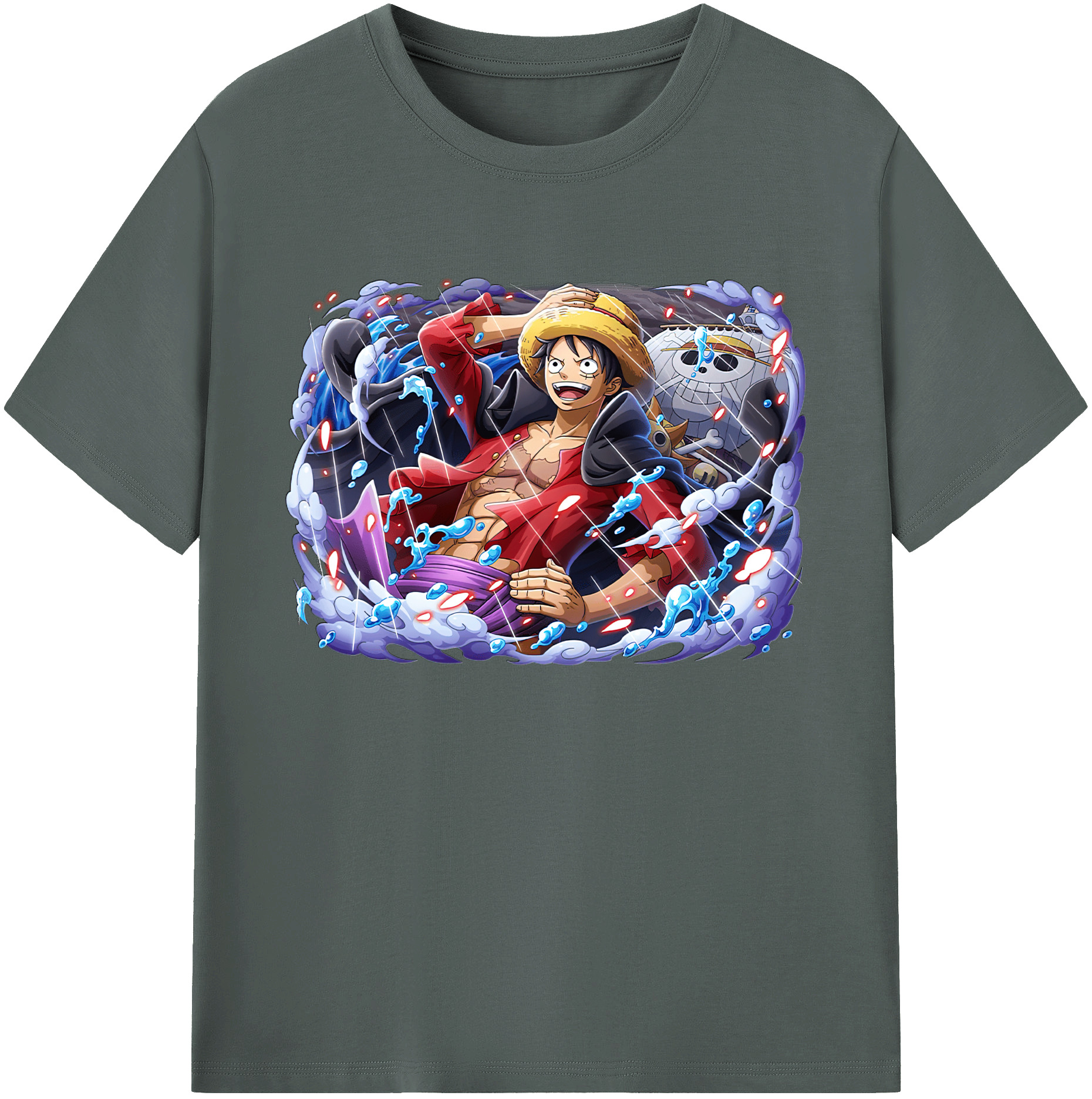 ワンピース モンキー・D・ルフィ ONE PIECE Monkey D. Luffy 綿100％ メンズ半袖Tシャツ｜肌触りやわらか＆通気性